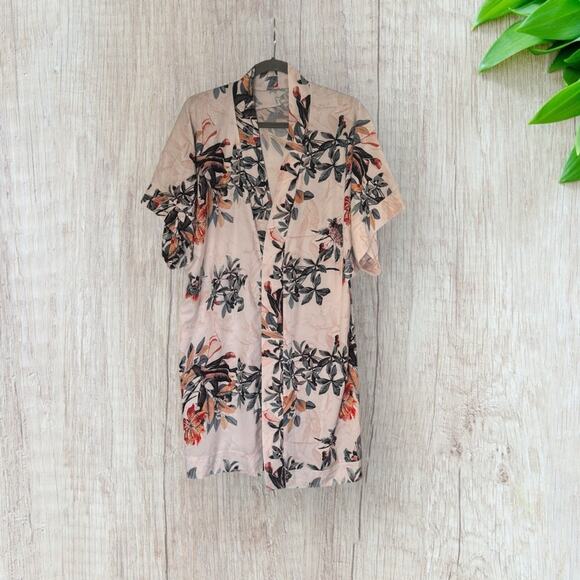 Other - Kimono tropical print button up dress or coverup